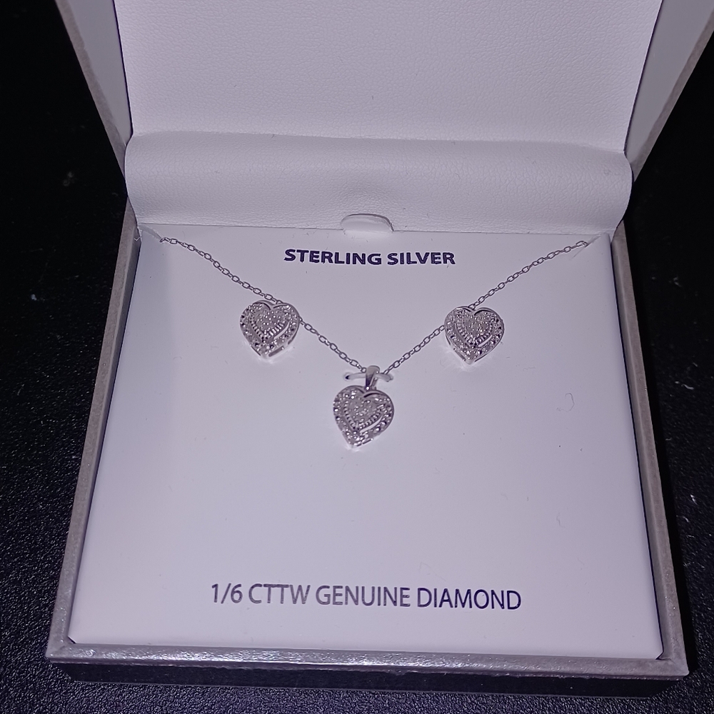 Macy's  Diamond Heart Pendant and Earring Set